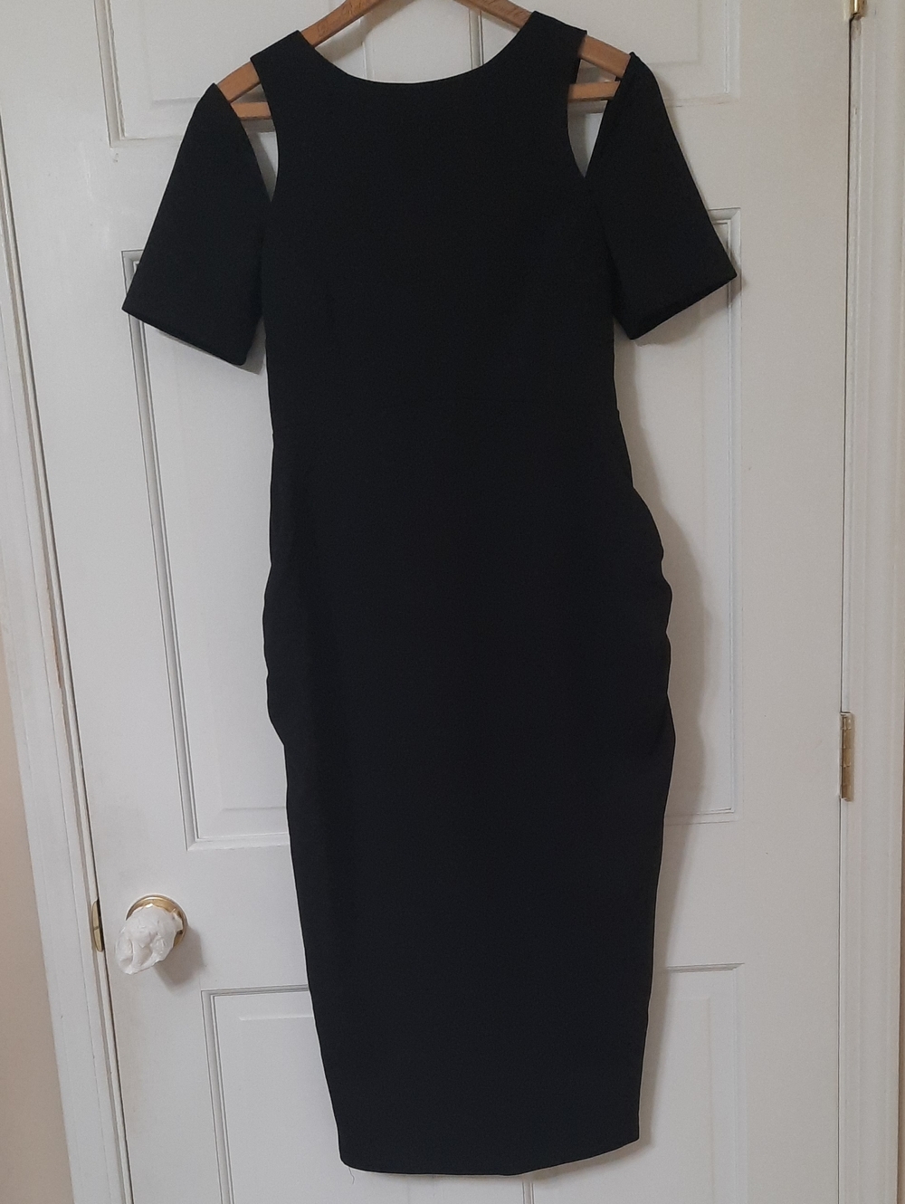 ASOS Black Cold-Shoulder Midi Sheath Dress